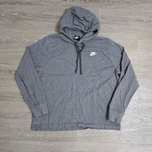 Nike Sportswear Lightweight Hoodie Sweatshirt Gray Cotton Pullover Gym Mens sz L